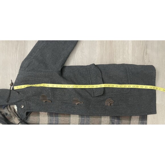 Vintage 90s LL Bean Duffle Coat Men Wool Hooded Toggle Jacket Gray Size small - Picture 9 of 16